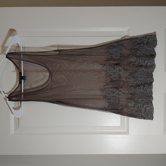 Banana Republic Sheer Mesh Embroidered Grey Tunic Tank Top Shirt Size Xs - Picture 1 of 6